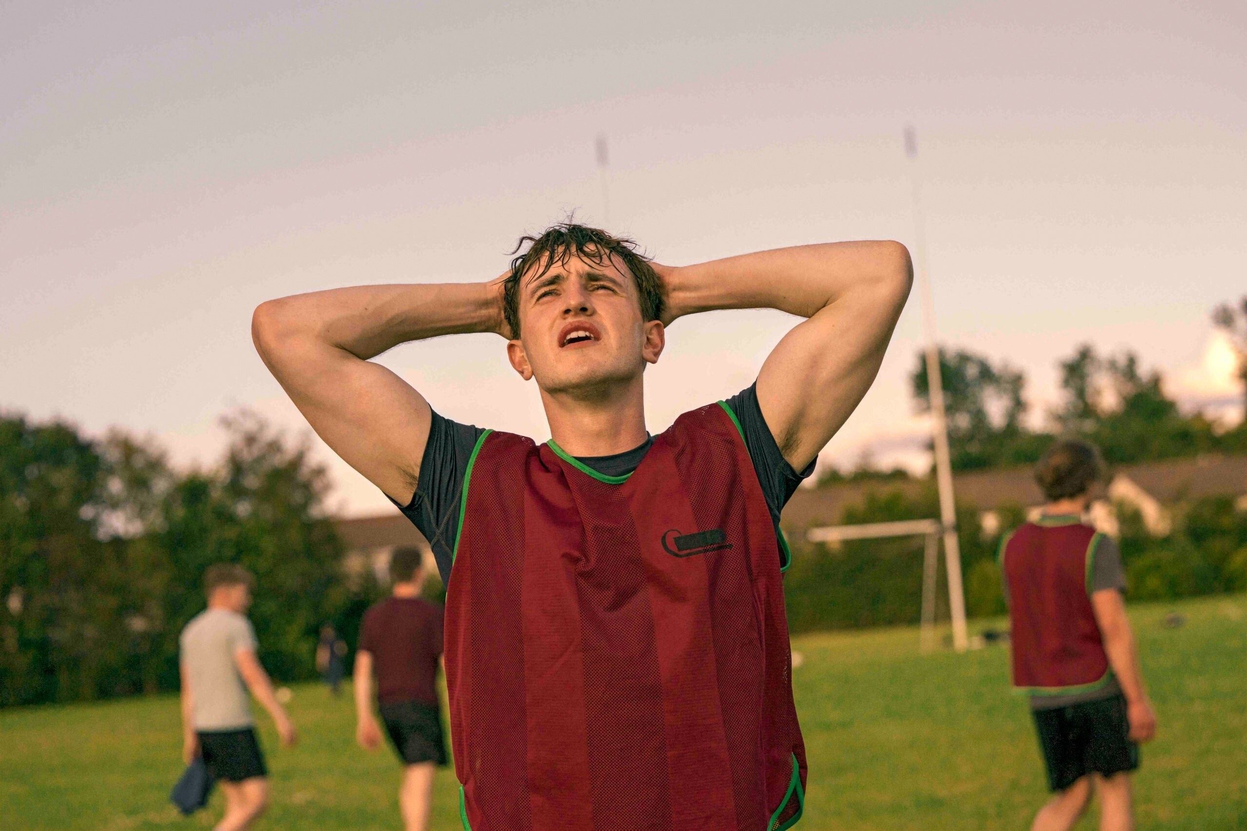 Paul Mescal as Connell Waldron playing football in Normal People