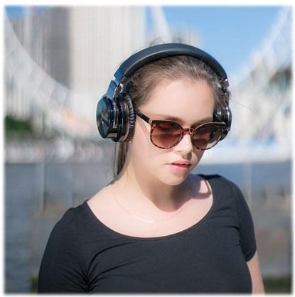 Girl wearing headphones