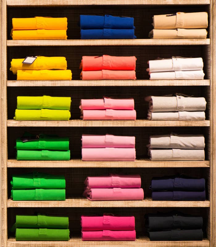 A perfectly organized and color-coordinated closet