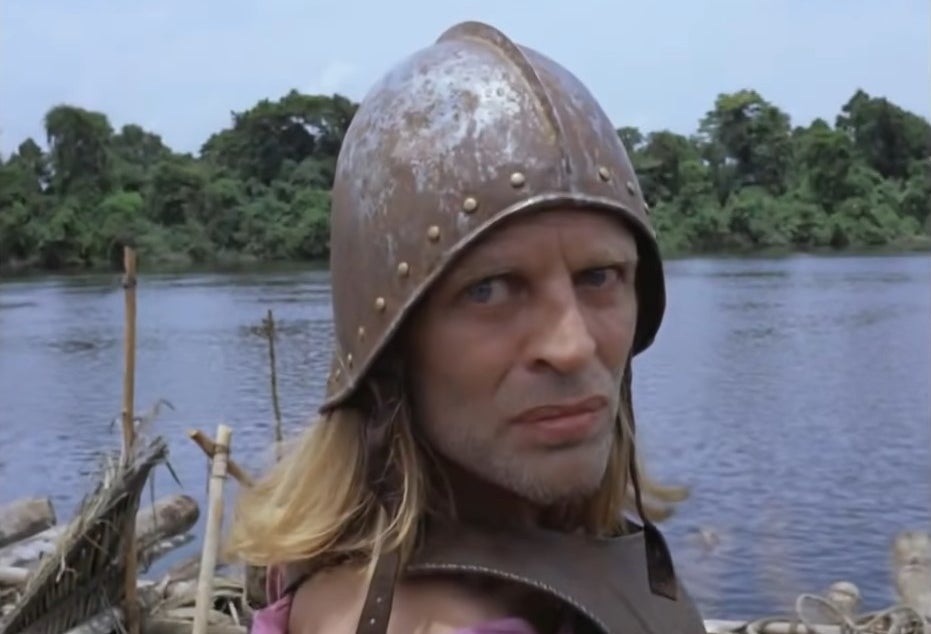 Close-up of Lope de Aguirre on a raft in &quot;Aguirre, the Wrath of God&quot;
