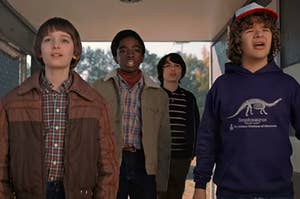 Young Will, Lucas, Mike, and Dustin from Stranger Things