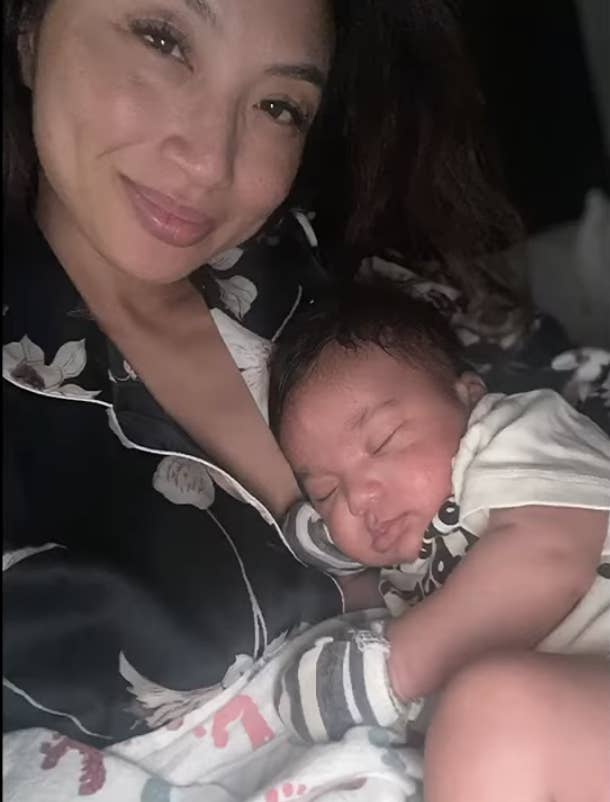 Jeannie Mai with newborn baby