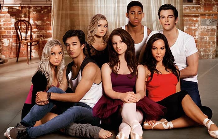 A Dance Academy cast photo with Keiynan Lonsdale in it