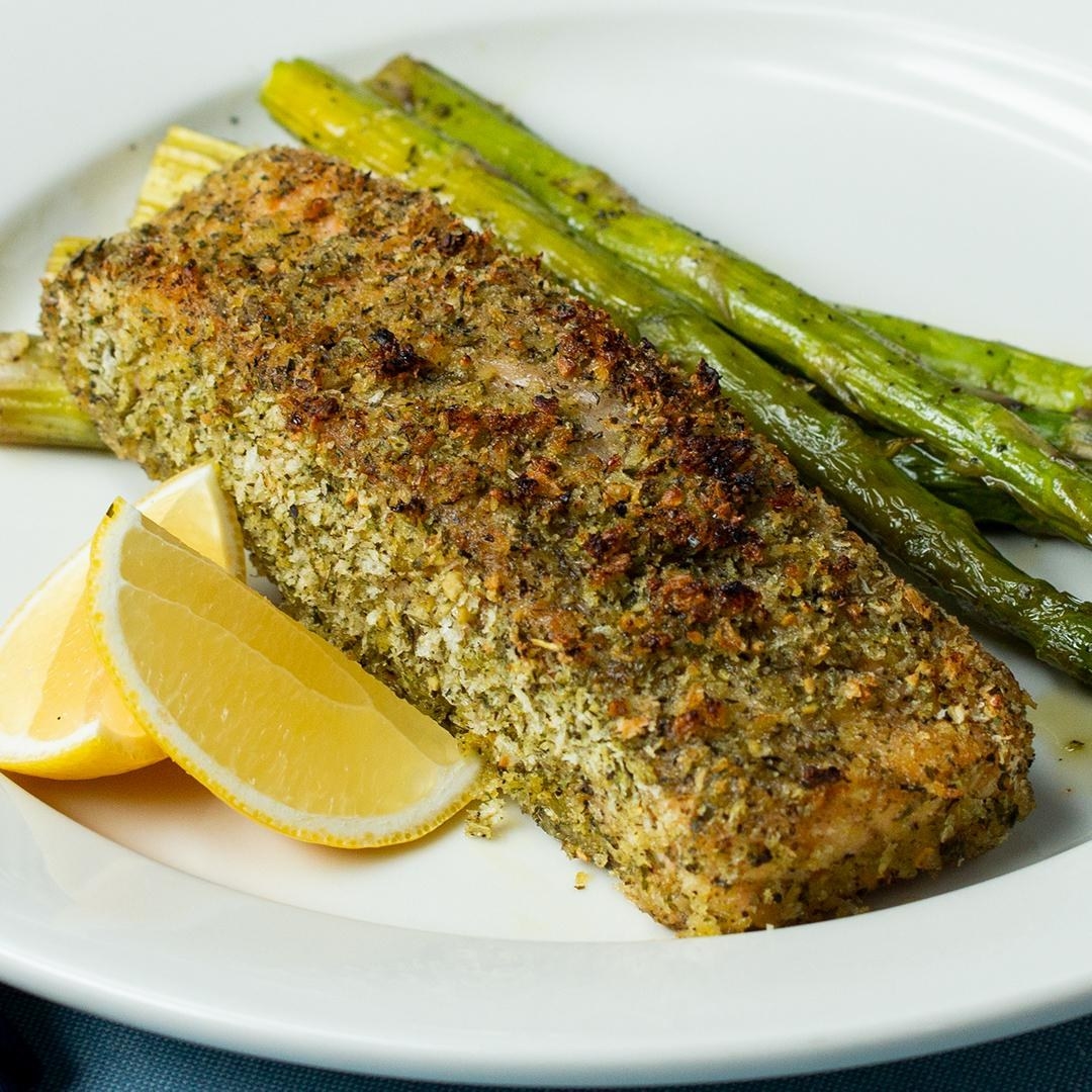 Zesty Panko-Crusted Salmon And Asparagus