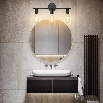 Lámpara de pared vintage con tres cabezas para el espejo del baño