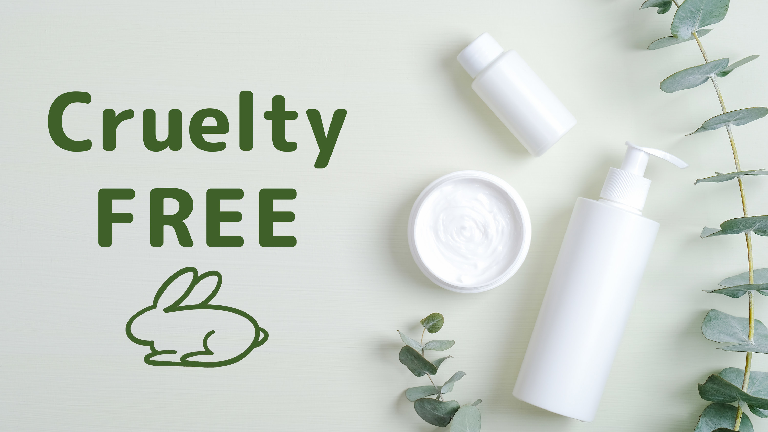 Cruelty free cosmetics on a plain background