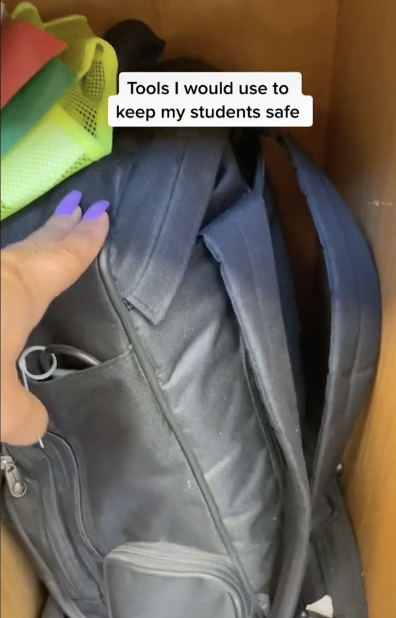 A screenshot of the backpack with a caption that says &quot;Tools I would use to keep my students safe&quot;