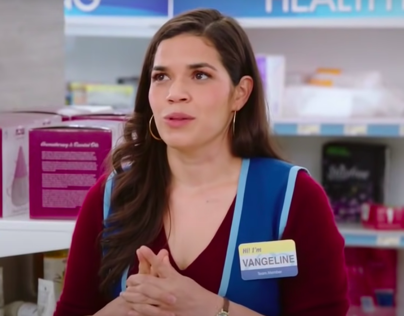 Amy in the cloud 9 store wearing a name tag that says, vangeline