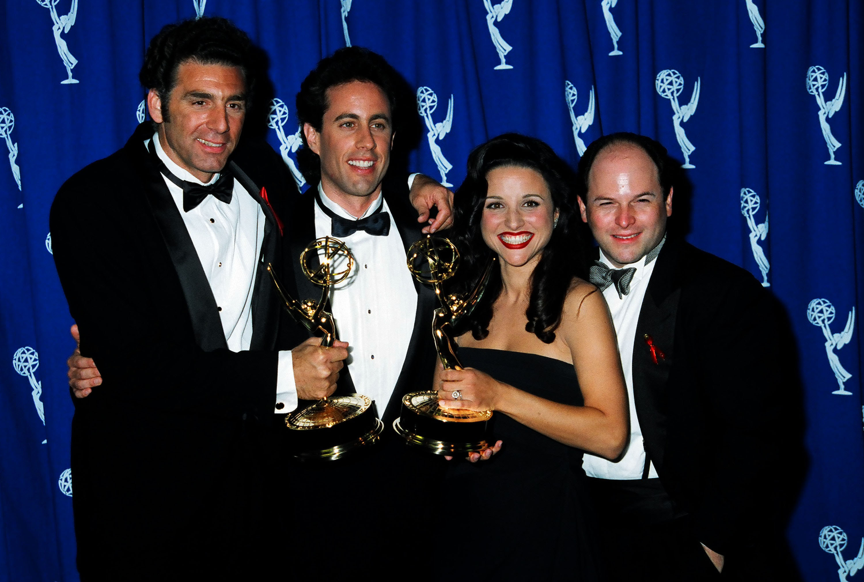 The cast of Seinfeld celebrating their Emmy wins