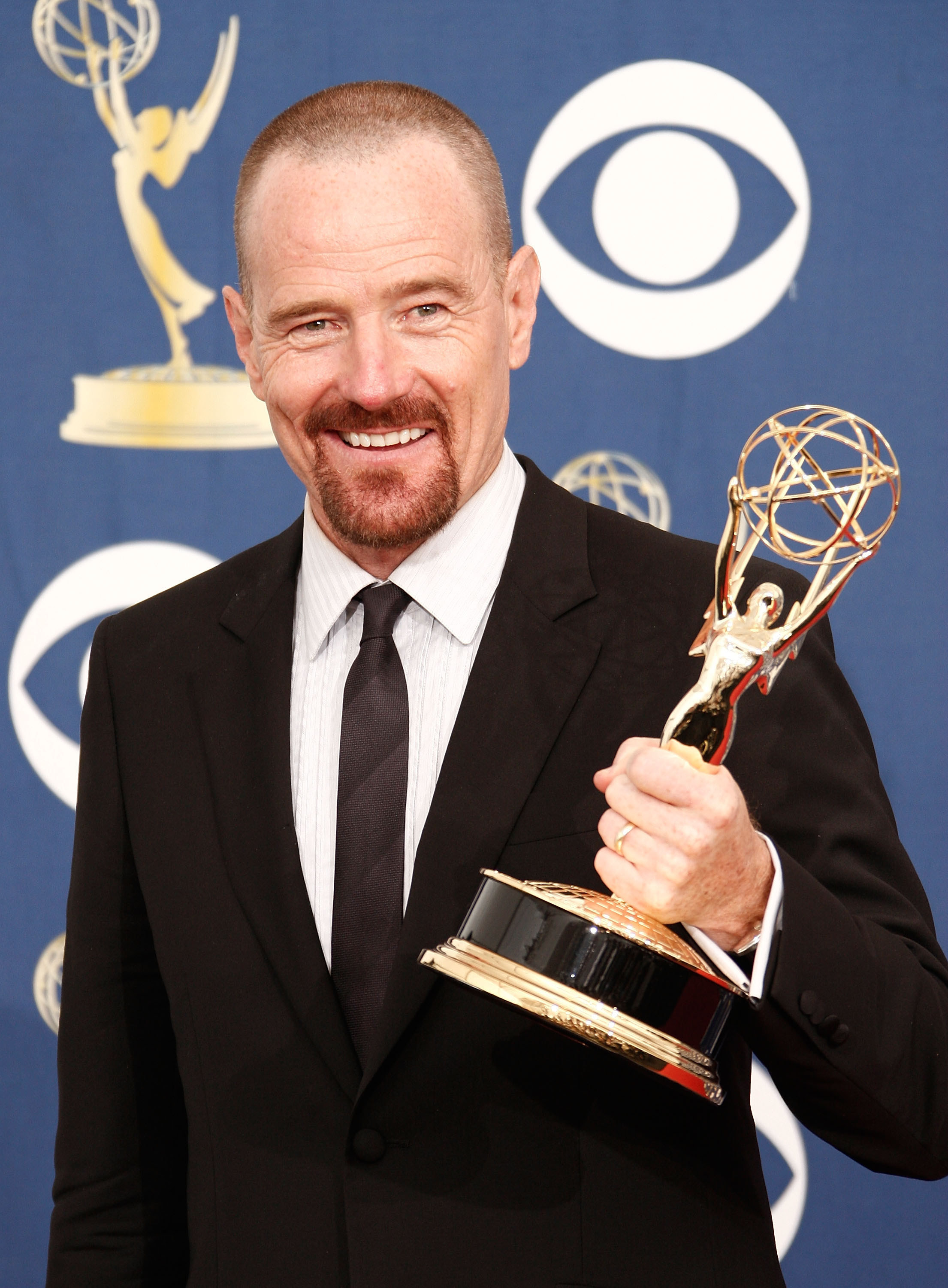 Bryan Cranston with his Emmy Award for Breaking Bad
