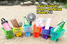 beach phone and drink holders 