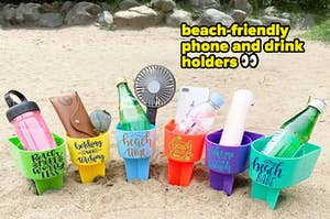 beach phone and drink holders 