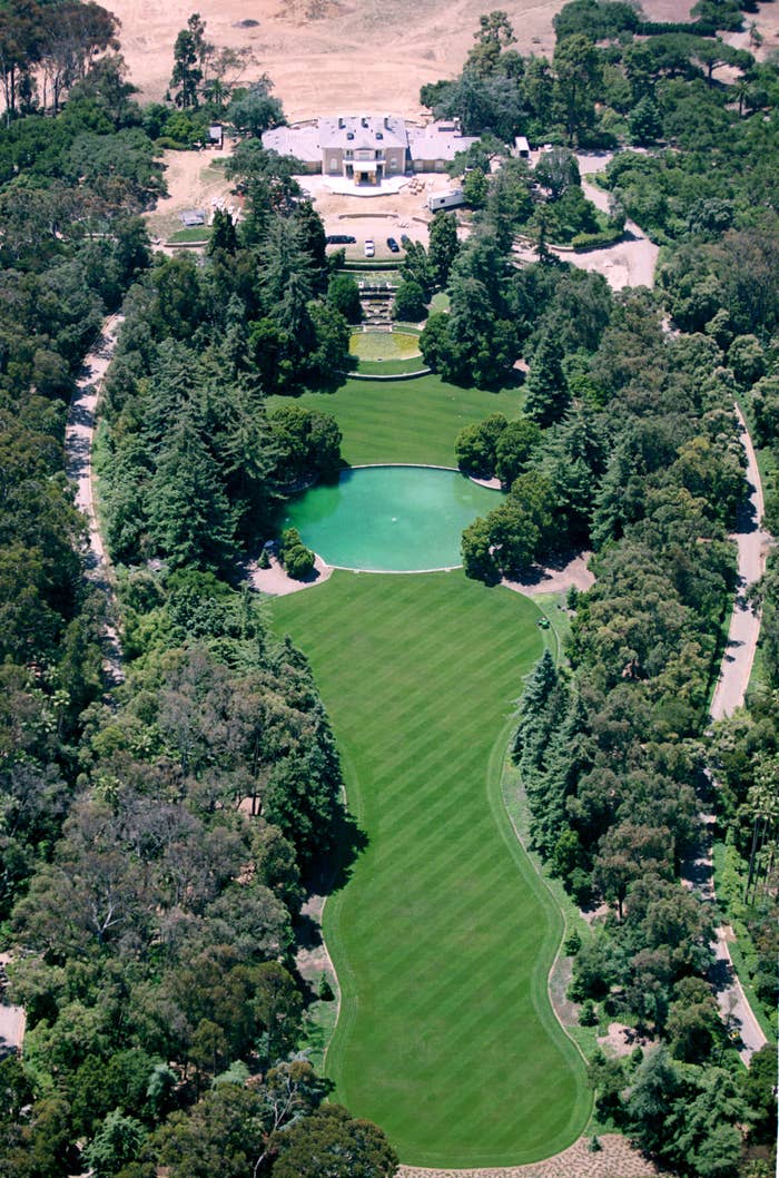 An aerial view shows Oprah&#x27;s Montecito home circa 2001