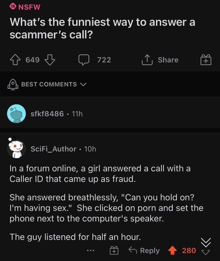 person who puts on porn to waste a scammers time