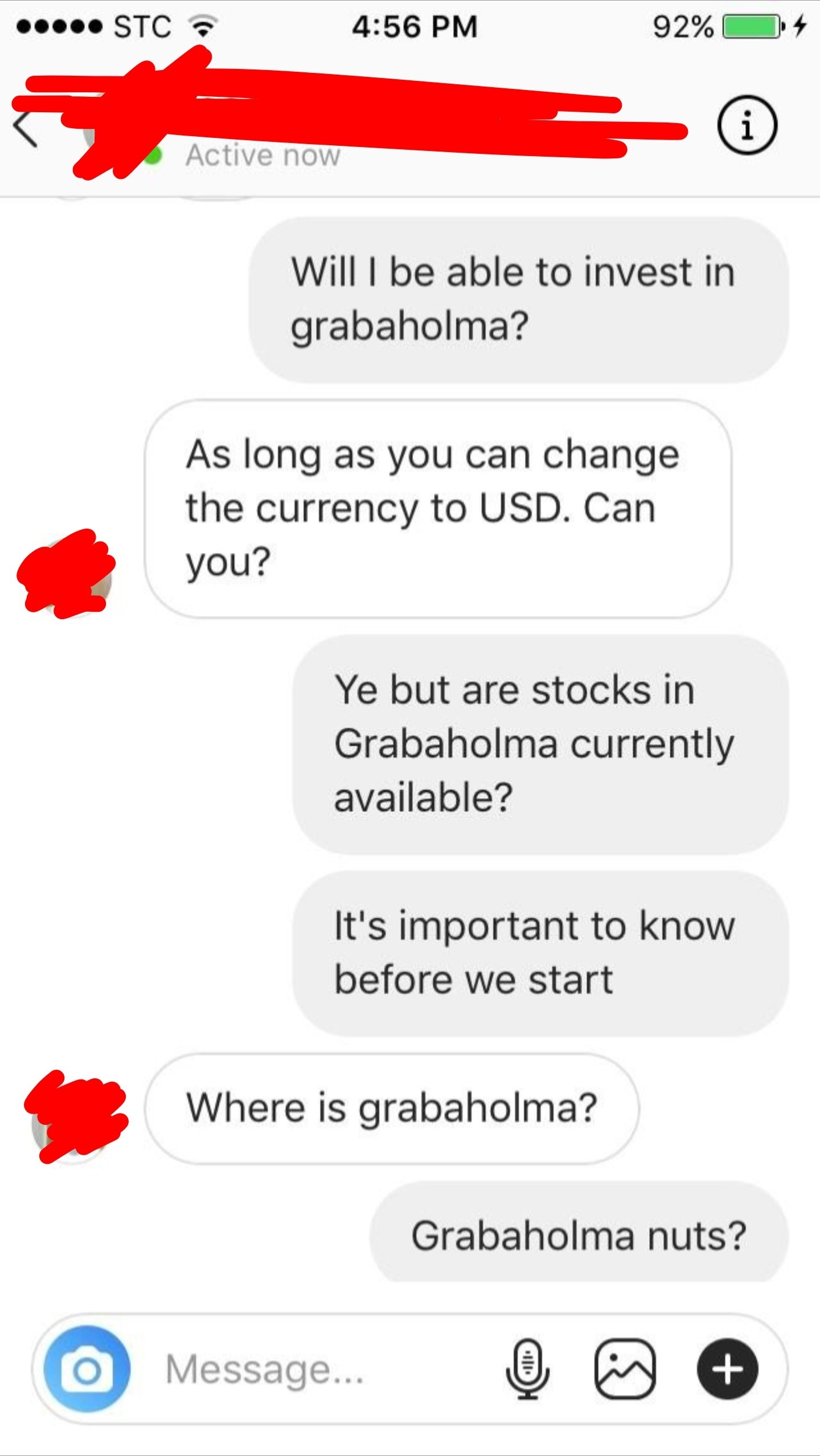scammer being made to say grabaholma nuts