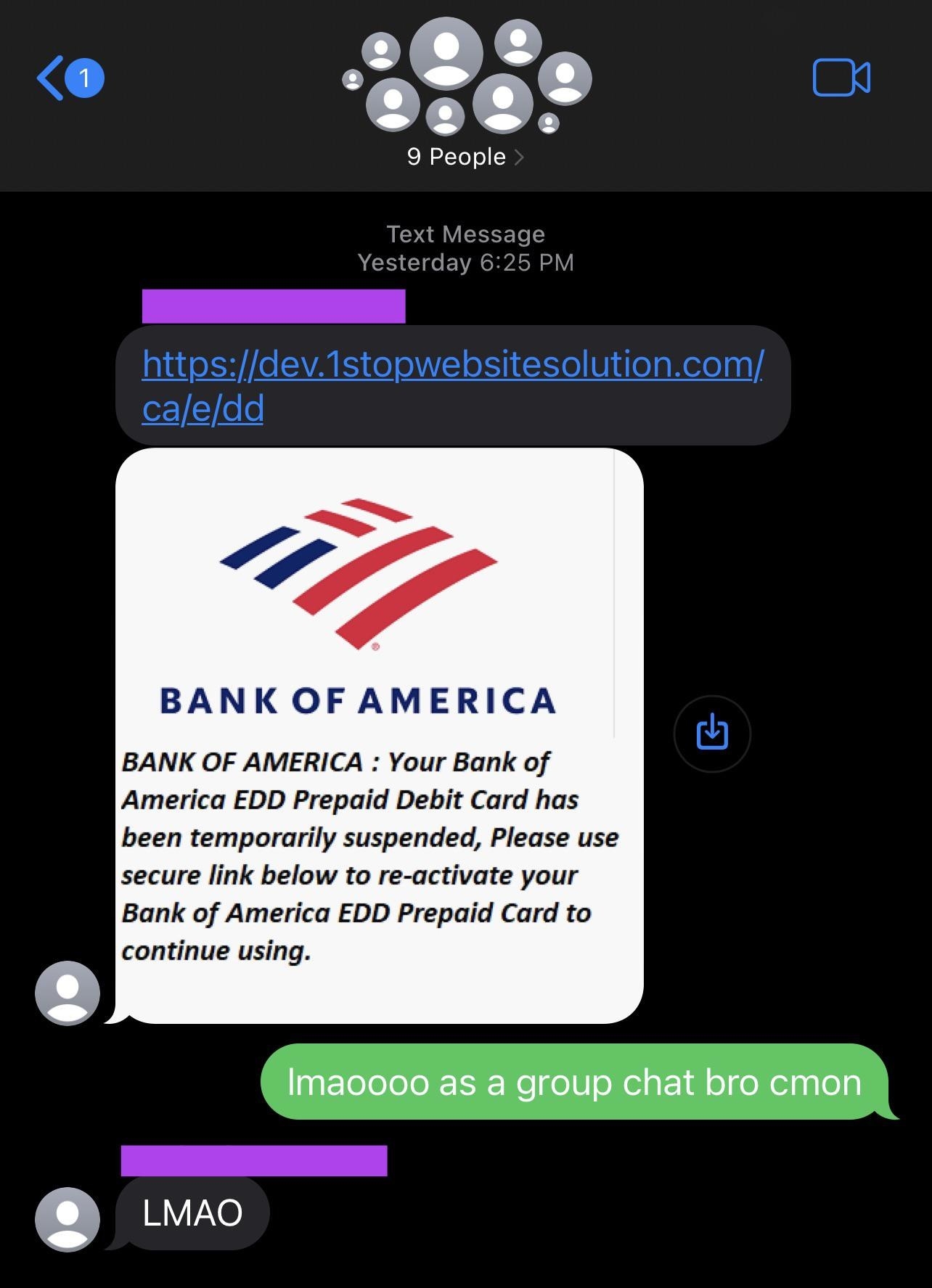 scammer who trries to scam a group chat