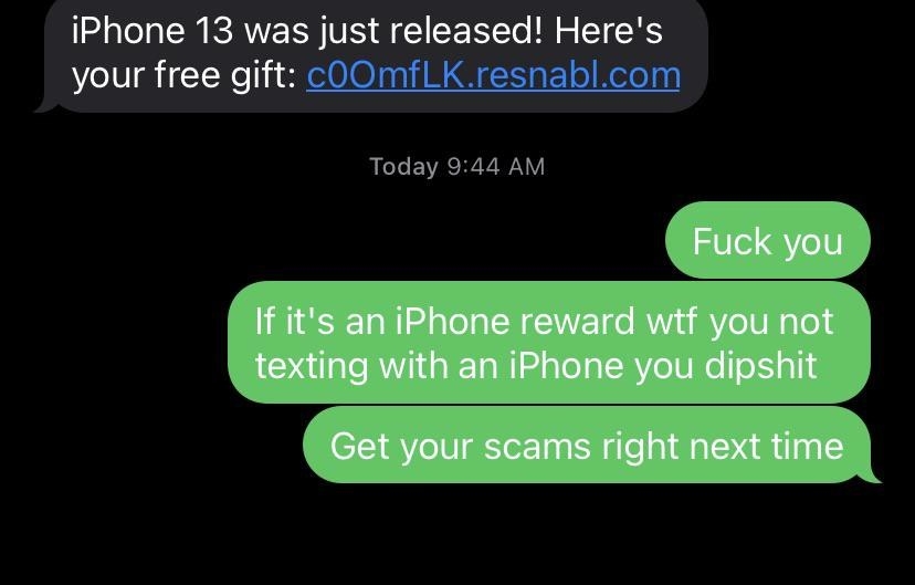 scammer who says they are texting from an iphone but are texting from an android