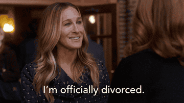 A woman saying she is officially divorced