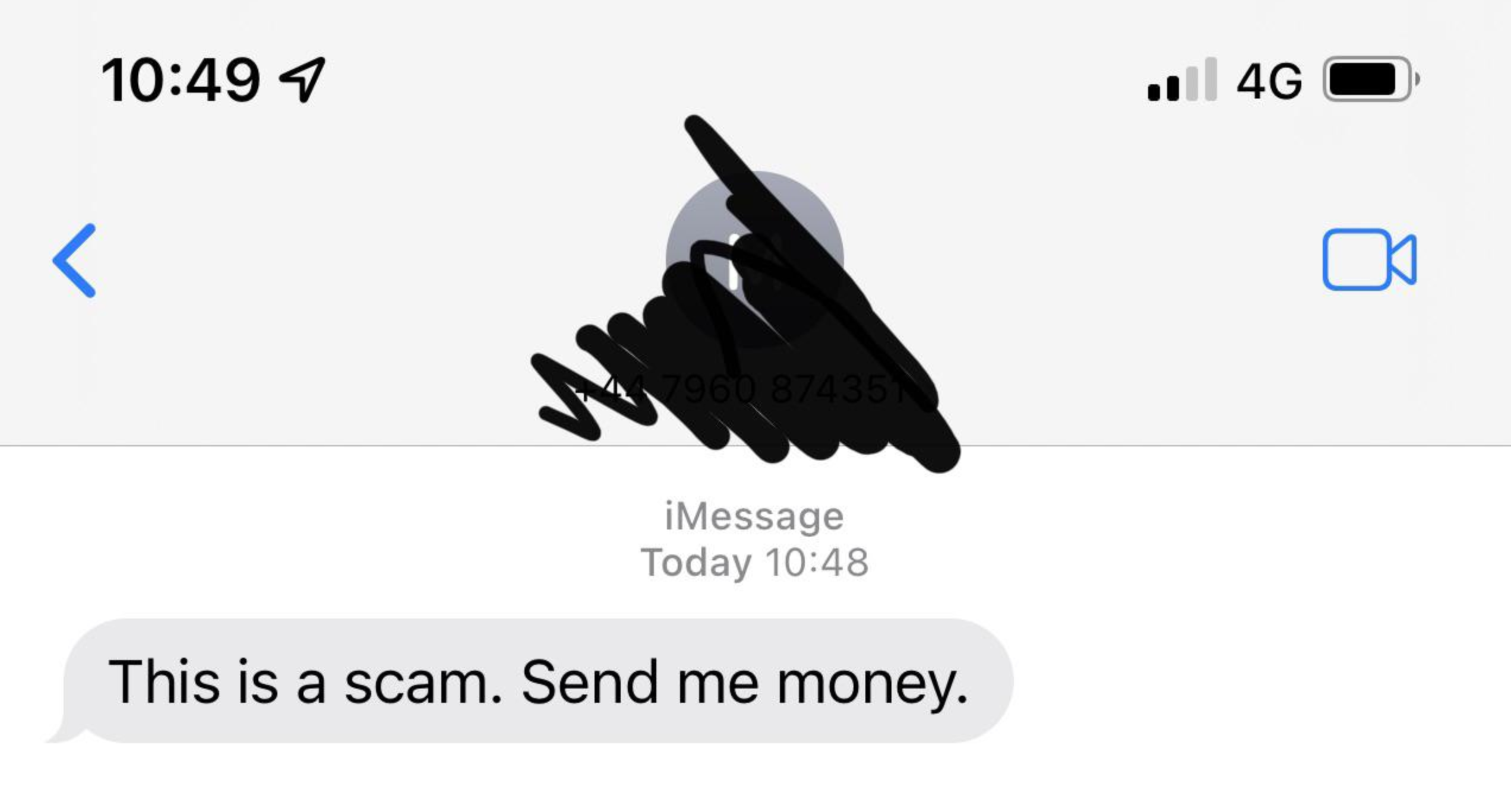 text reading this is a scam send me money