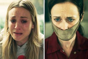 Kaley Cuoco in The Flight Attendant and Alexis Bledel in The Handmaid's Tale