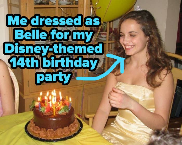 Me dressed as Belle for my Disney-themed 14th birthday party