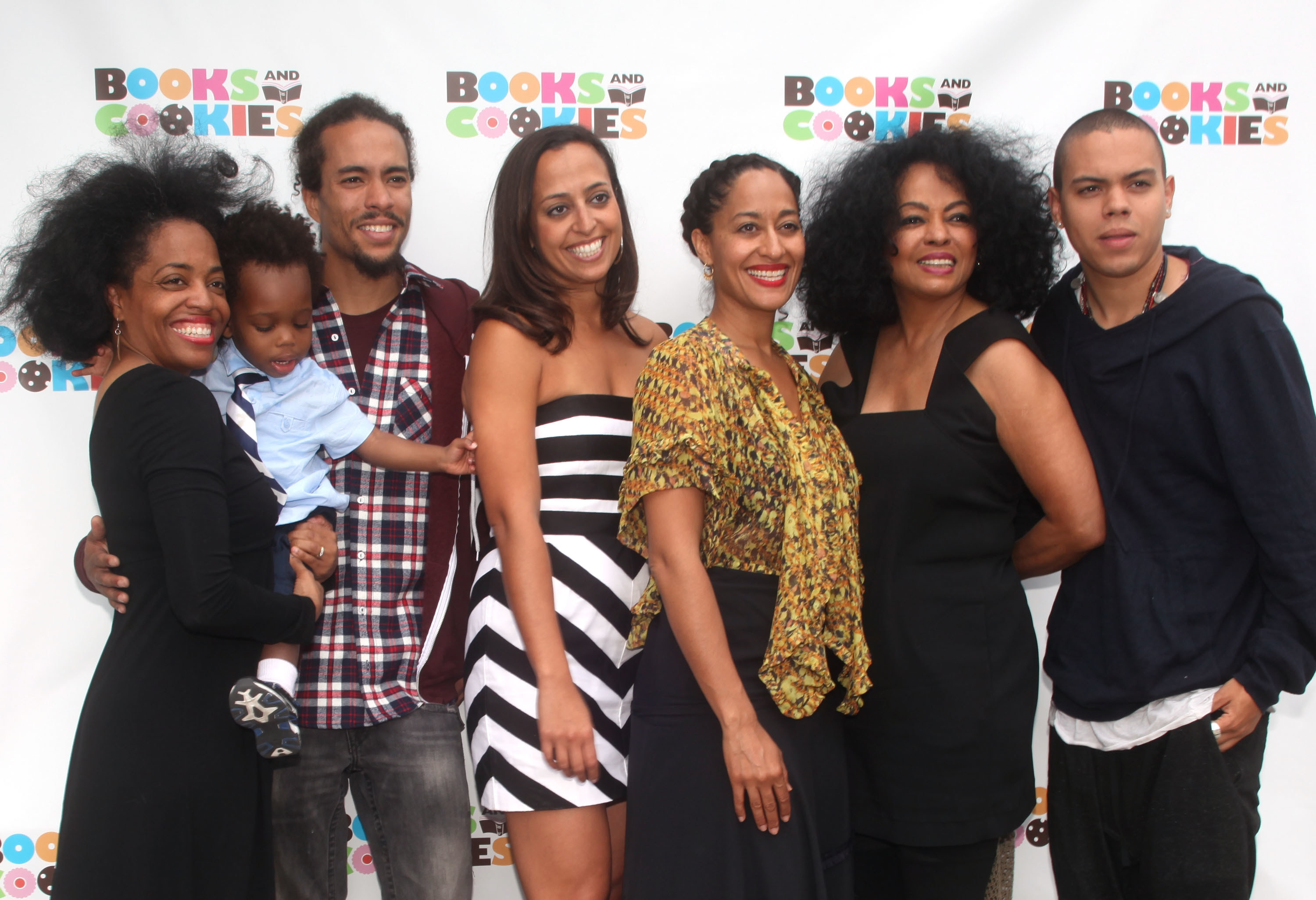 Rhonda Ross Kendrick, Raif Ross Kendrick, Ross Arne Naess, Chudney Ross, Tracee Ellis Ross, Diana Ross, and Evan Ross attend the Grand Opening of Books &amp;amp; Cookies