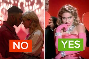 Taylor Swift is labeled "no" with Madonna labeled "yes"