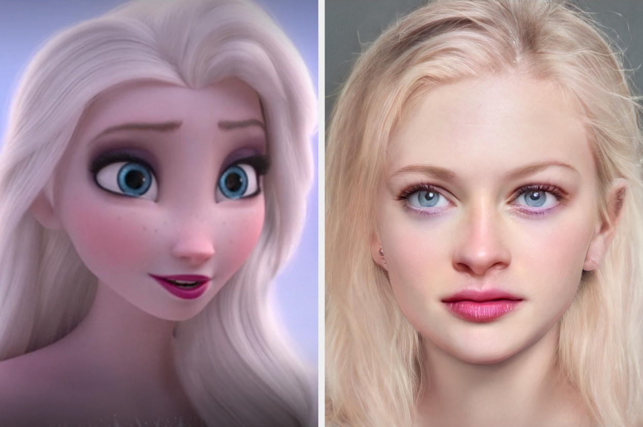Side-by-side of animated Elsa and AI Elsa