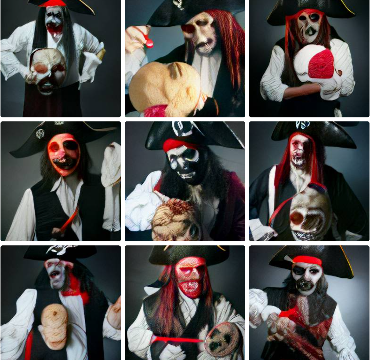 AI generated photos of pirates holding heads