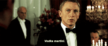 GIF of Daniel Craig as James Bond ordering a vodka martini