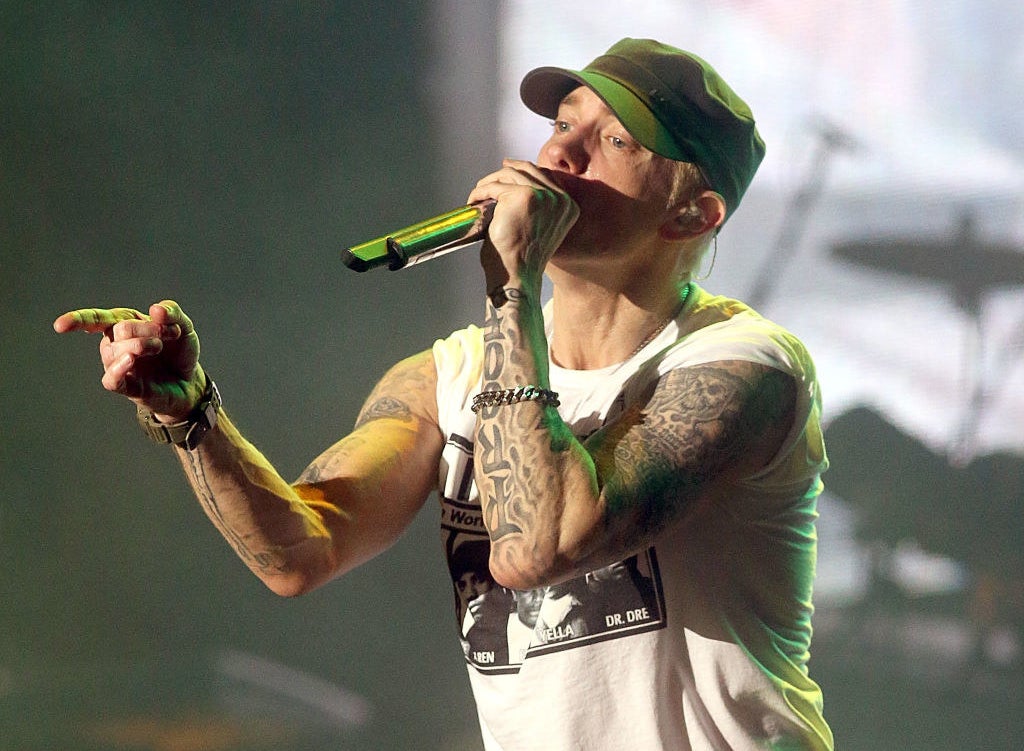 Eminem performs in concert during the Austin City Limits Music Festival at Zilker Park on October 11, 2014 in Austin, Texas