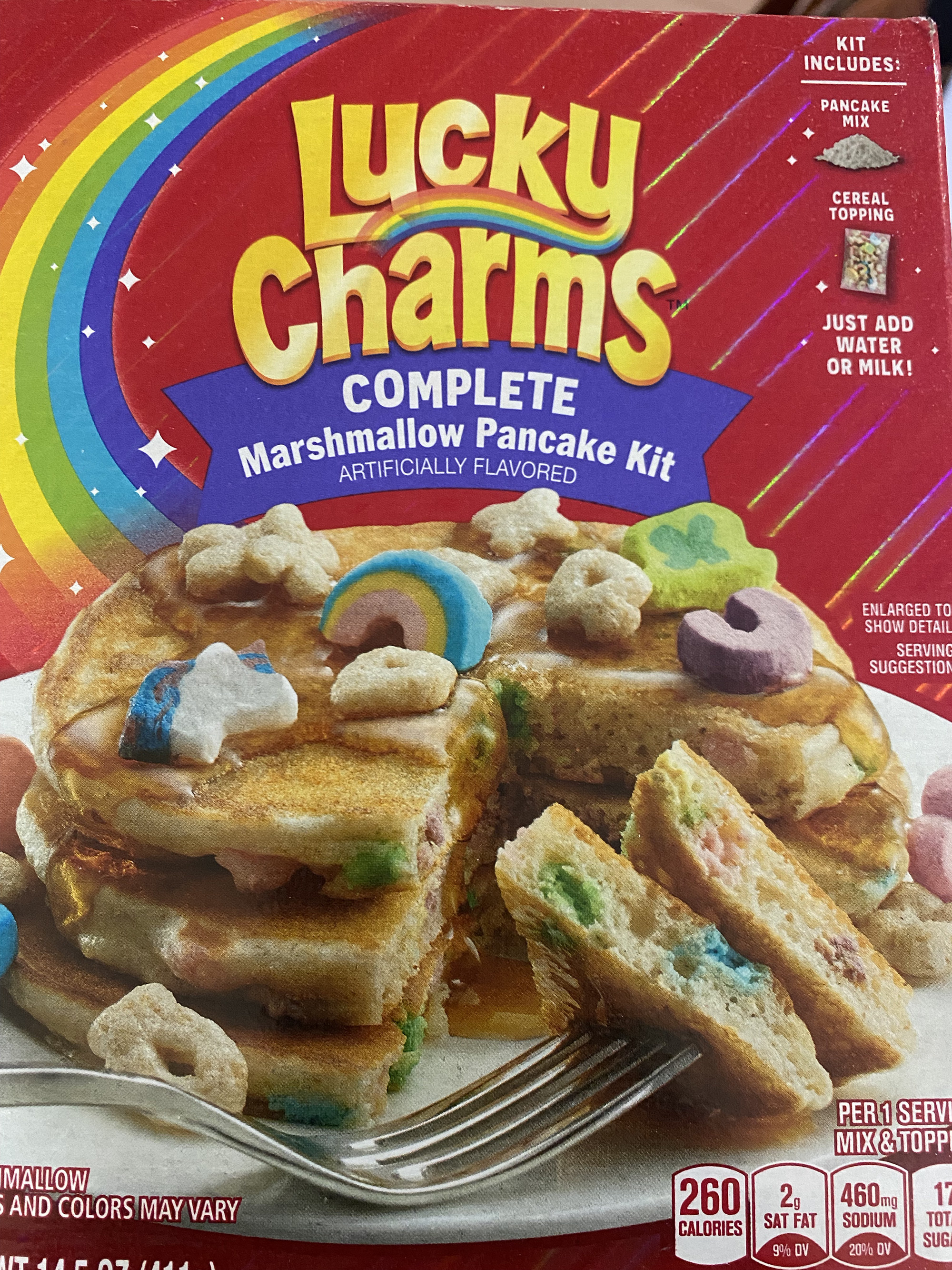 Lucky Charms Marshmallow Pancake Kit box