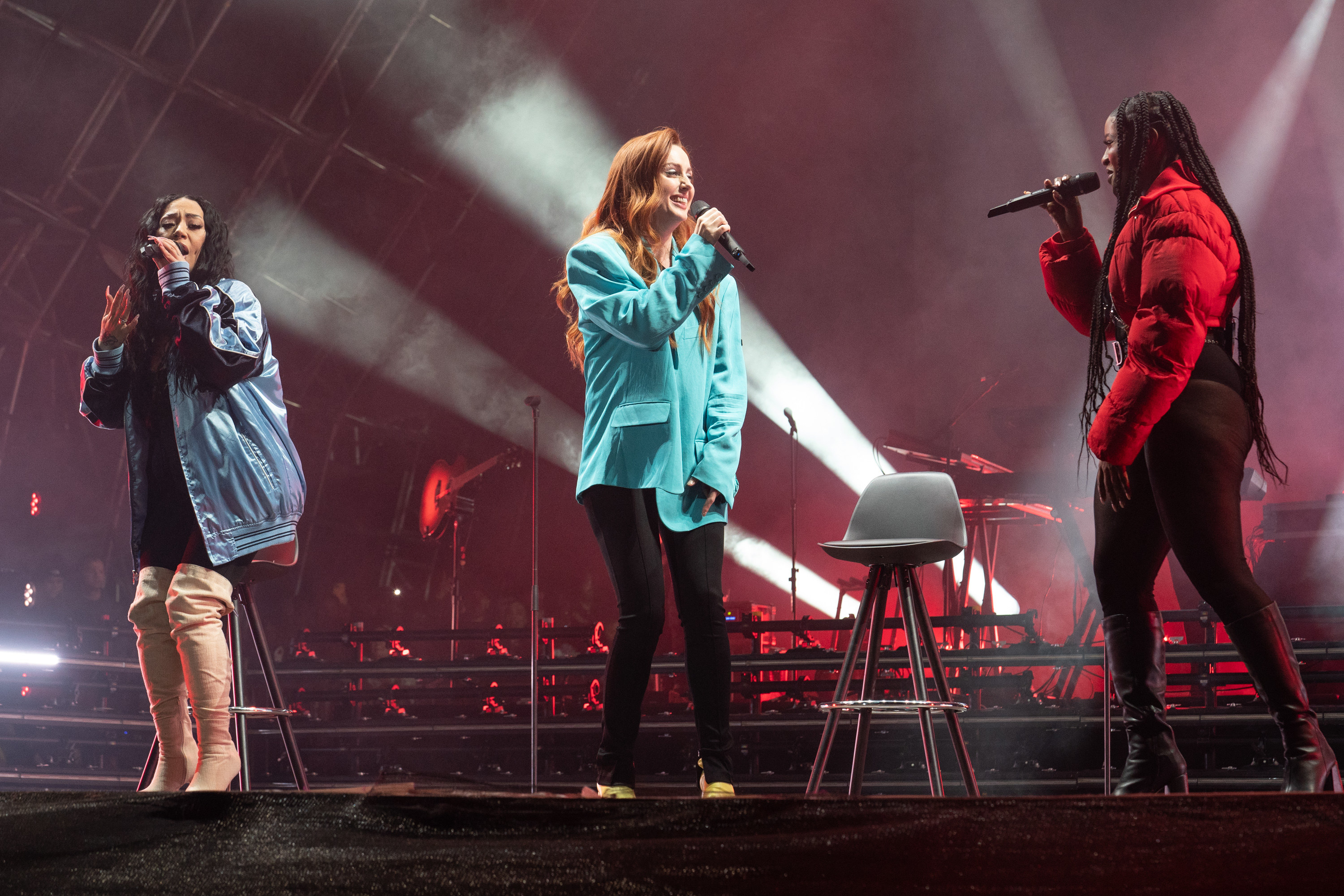 Sugababes performing on stage at mighty hoopla