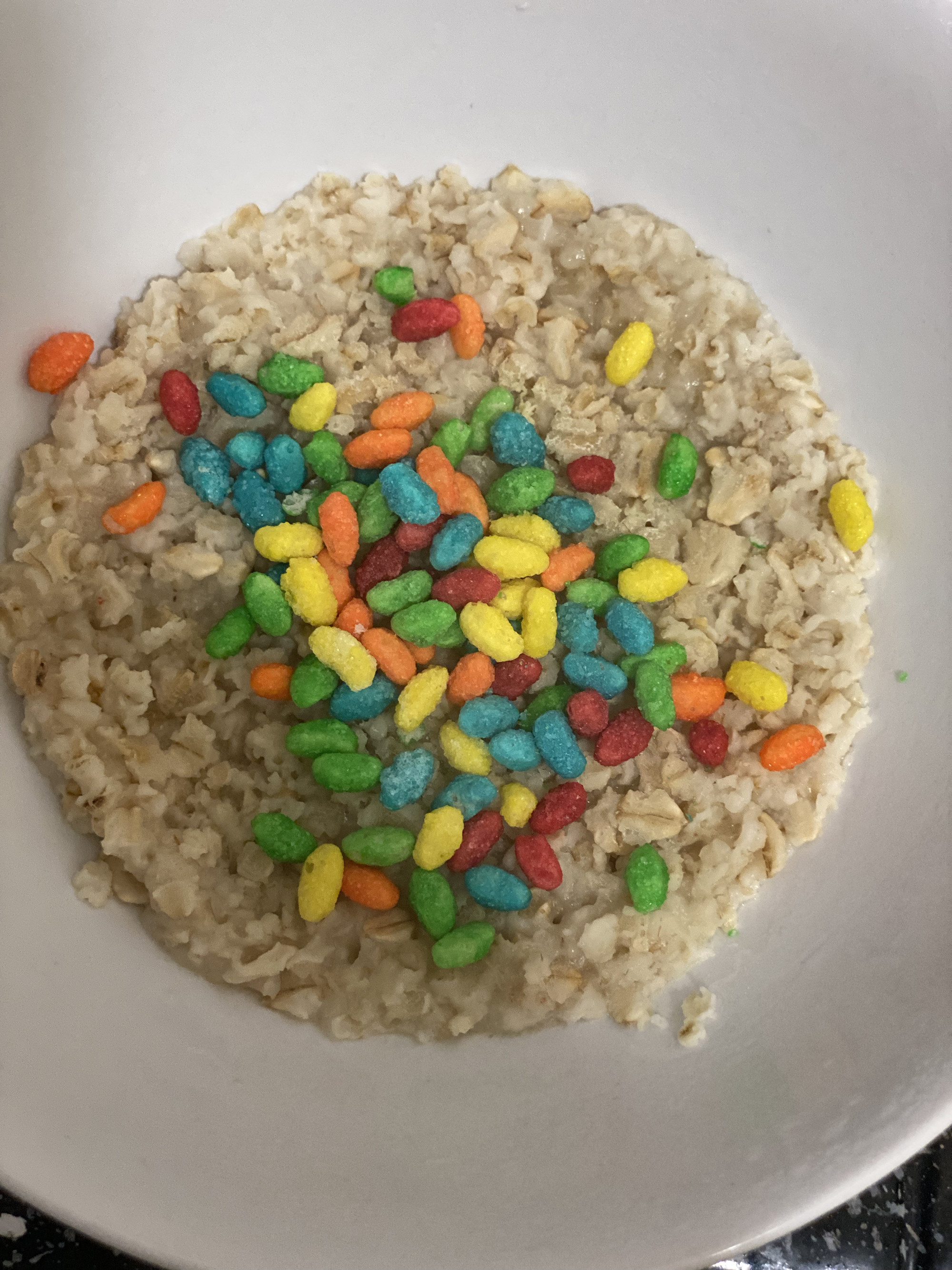 a bowl of Trix oatmeal