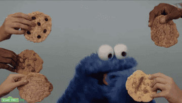 Cookie Monster eating cookies