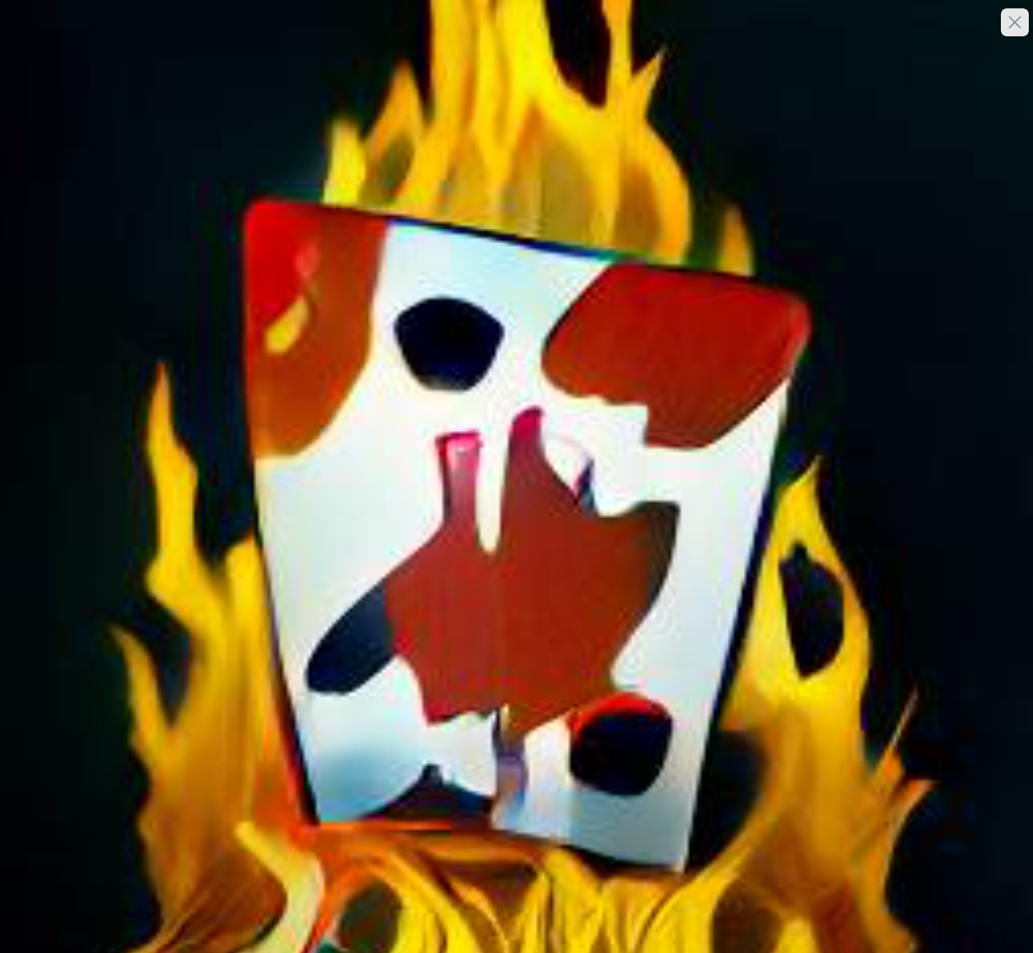 AI generated photo of a playing card on fire