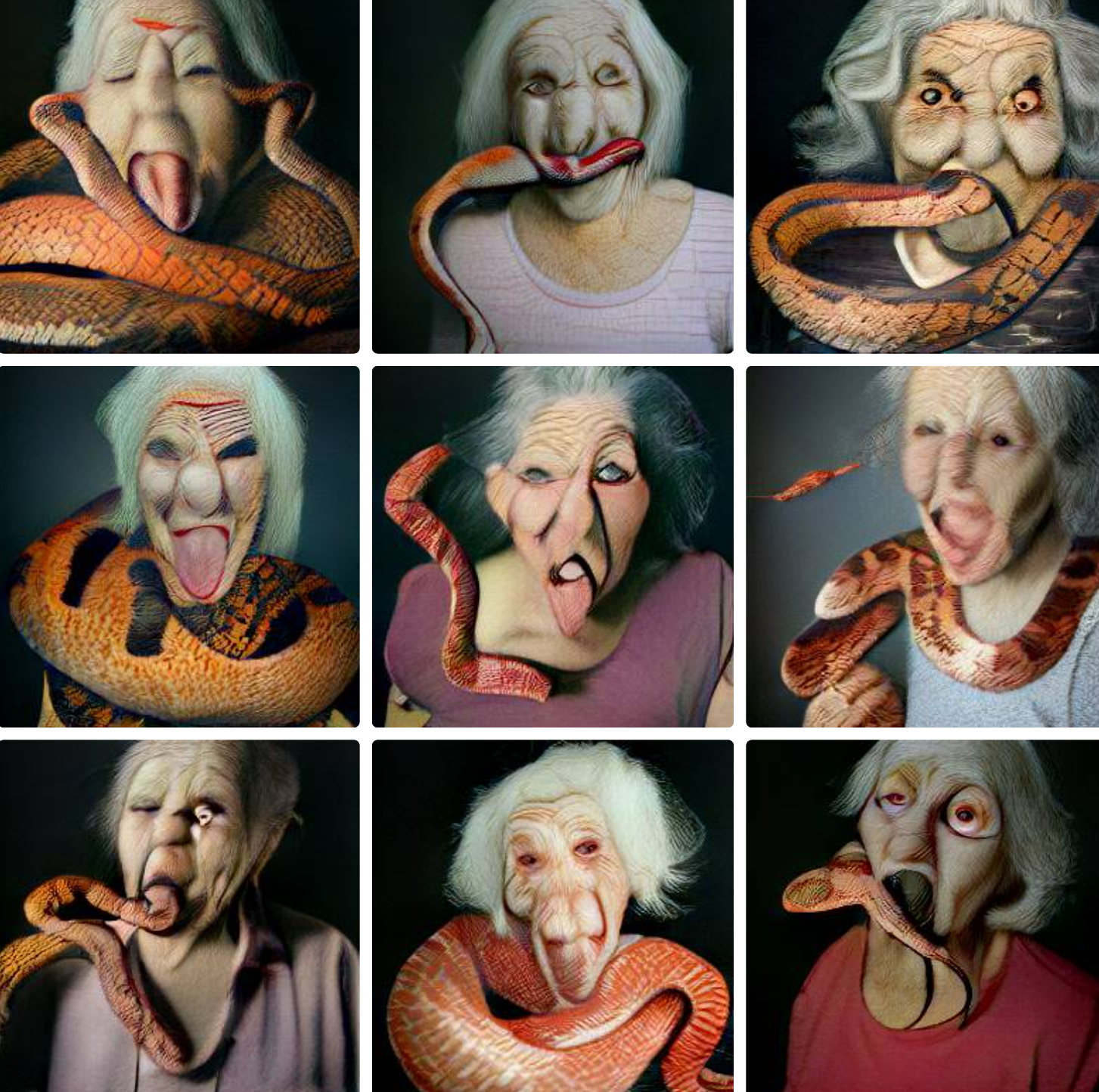 AI generated photos of a woman with a red snake tongue