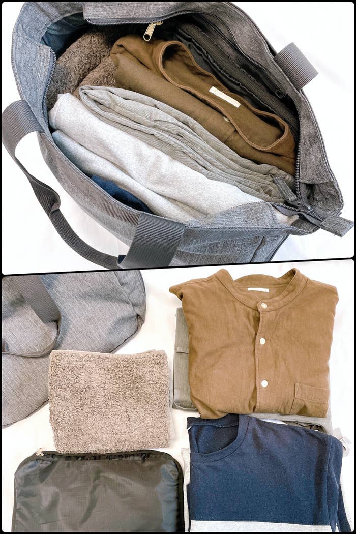 無印良品のおすすめバッグ「荷物の量で広げられる 撥水 トートバッグ」どんなコーデにも合わせやすい