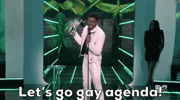 Lil Nas X holding award yelling, &quot;let&#x27;s go gay agenda&quot;
