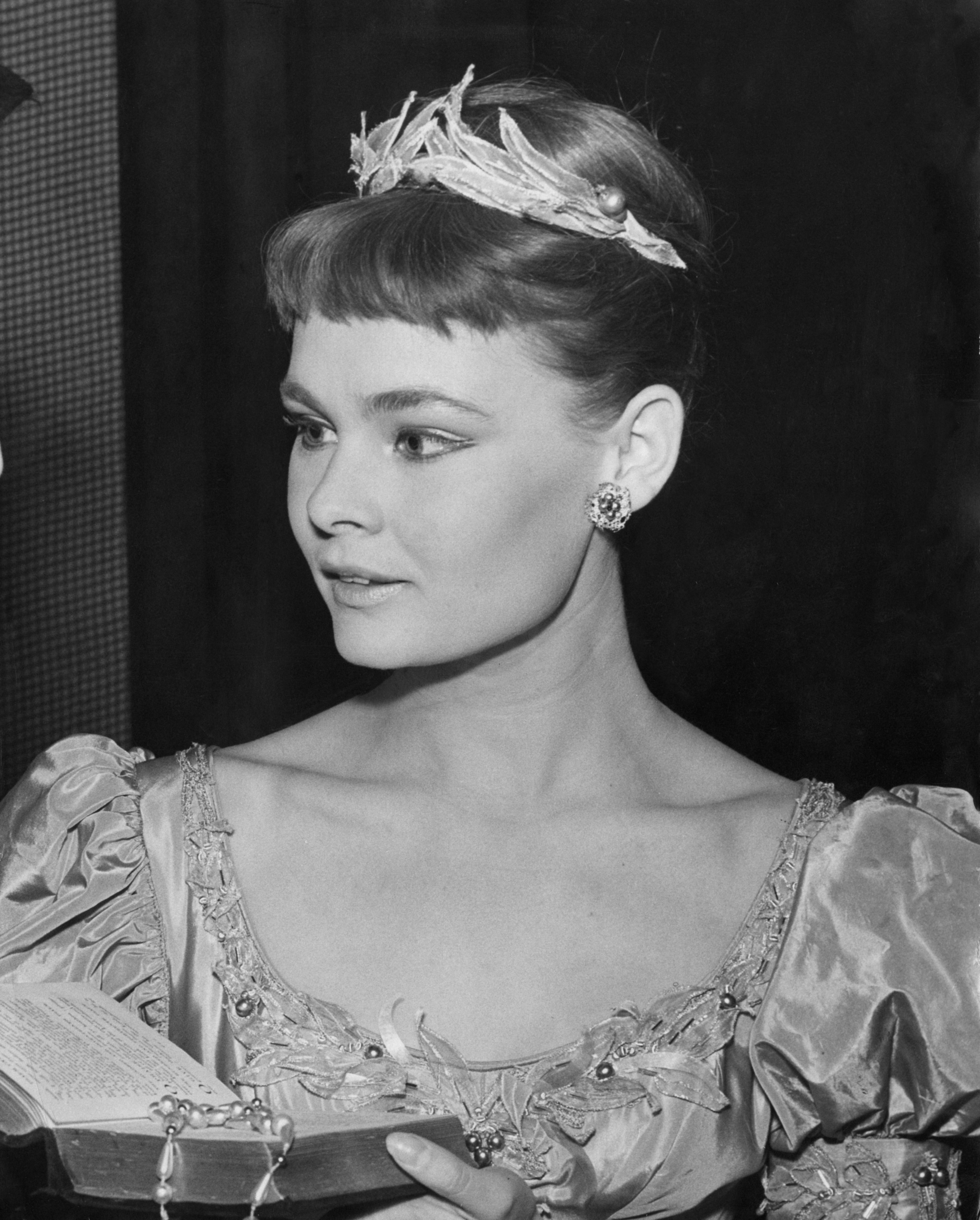 Young Judi in a dress as Ophelia in &quot;Hamlet&quot; in 1957