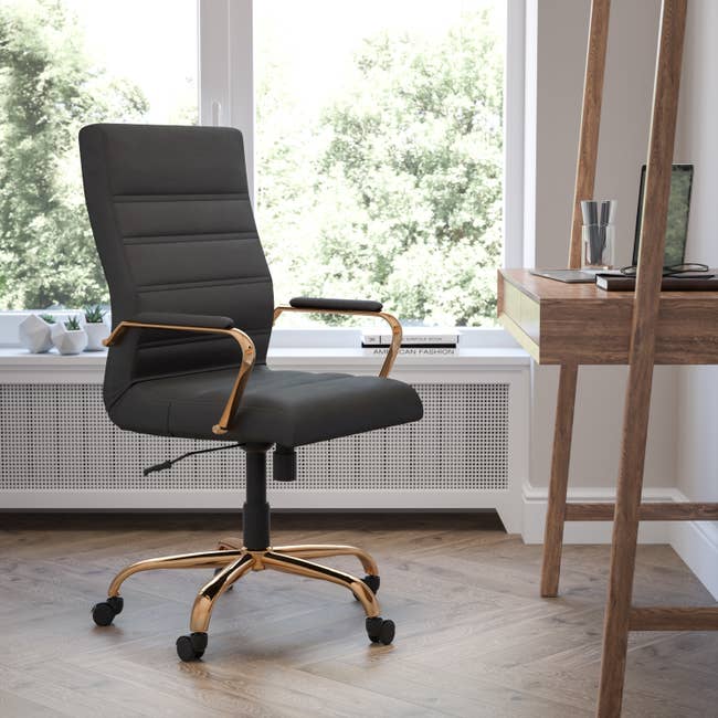 the black and gold office chair