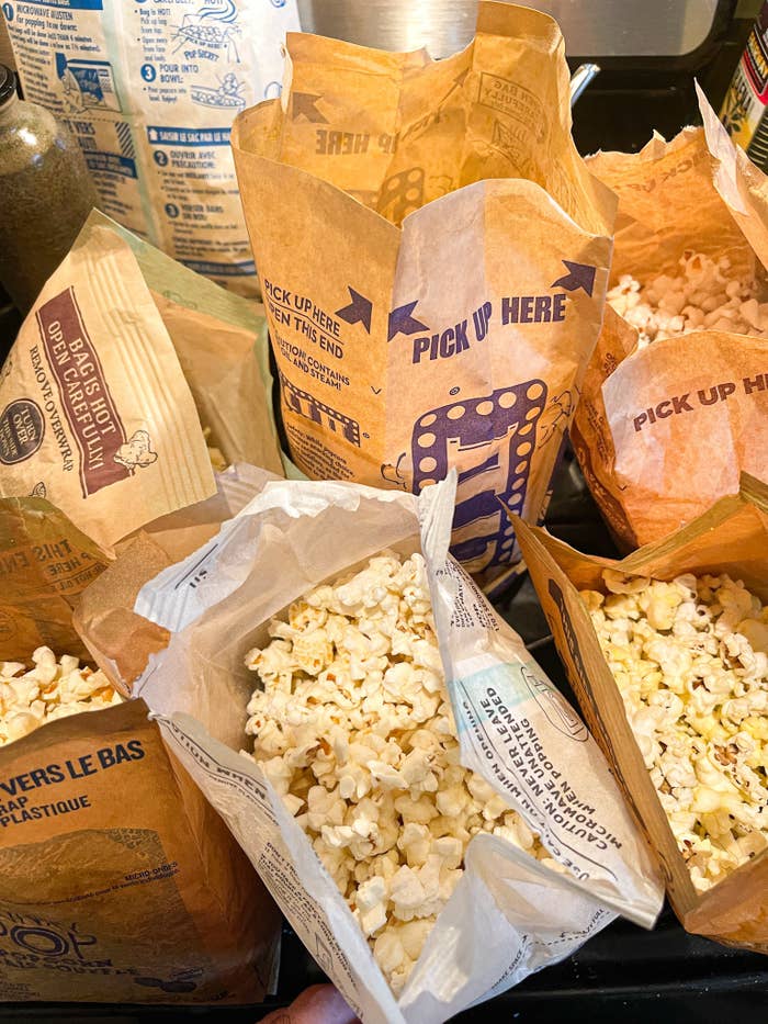 bags of different brand popcorn