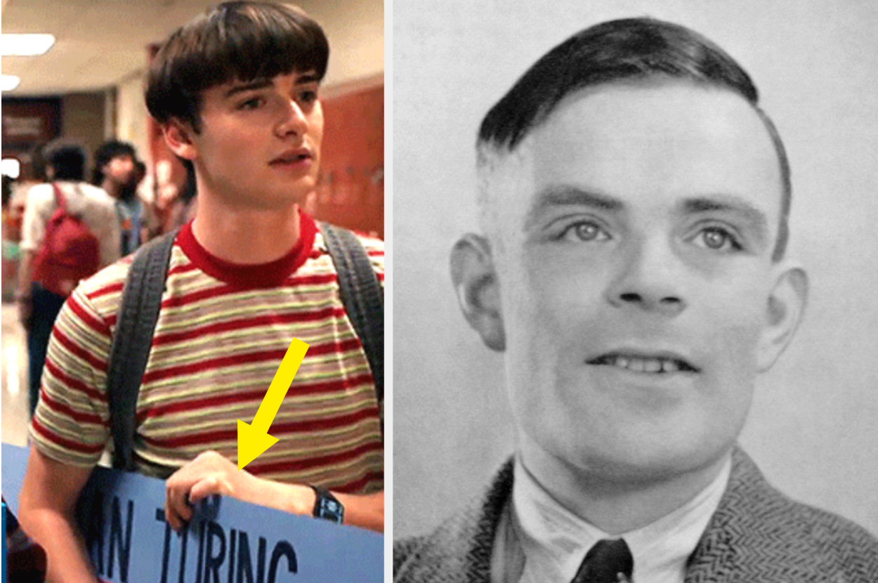 Side-by-side of Will Byers and Alan Turing