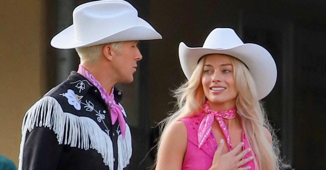 Everyone Is Freaking Out Over These New Pictures Of Ryan Gosling And Margot Robbie As Rodeo Ken And Barbie