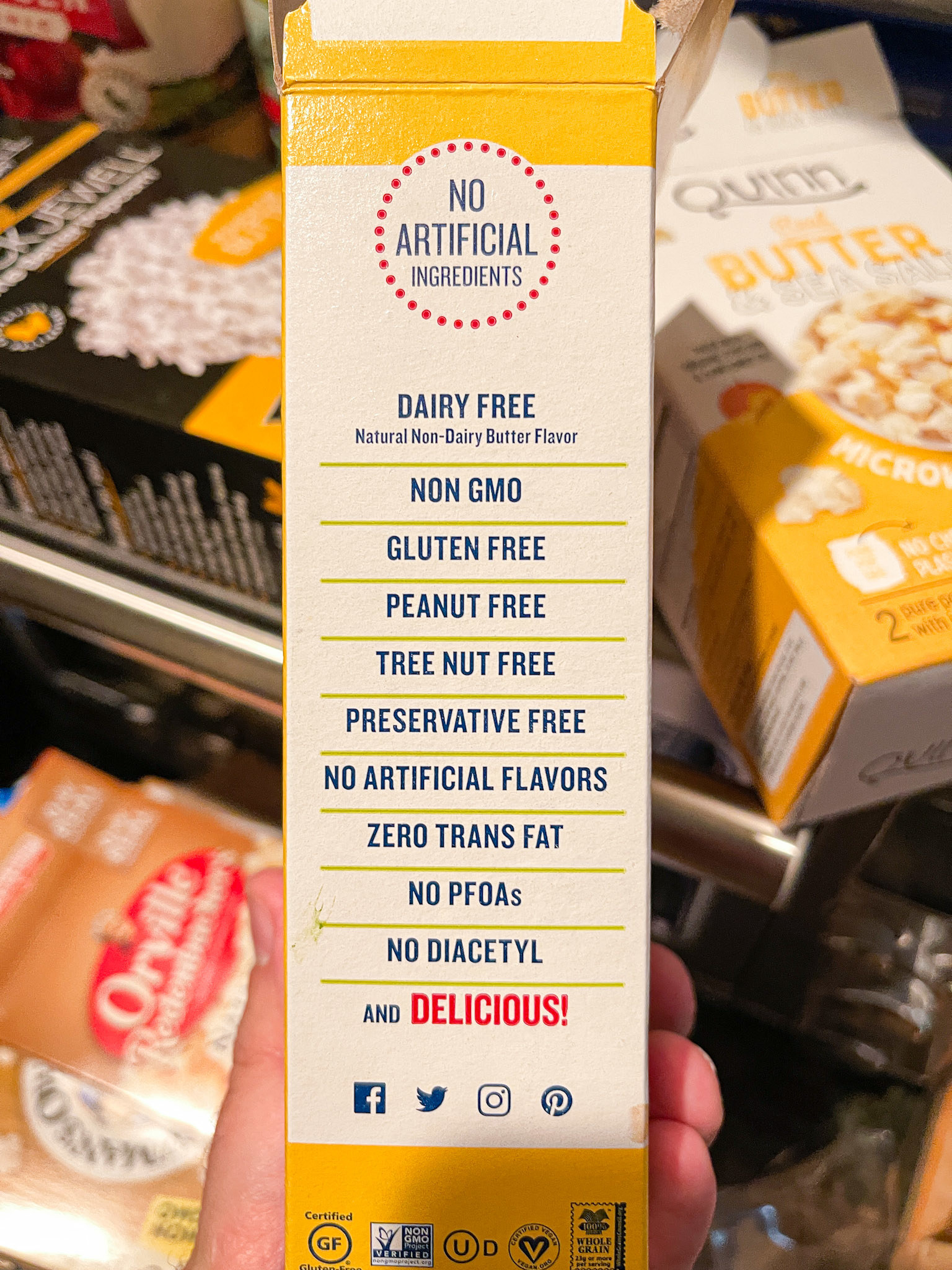 list of artificial ingredients that SkinnyPop does NOT contain