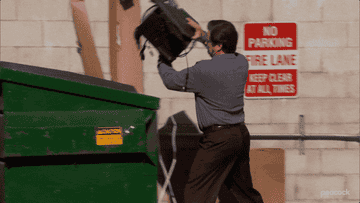 ron swanson throwing away his computer on parks and rec