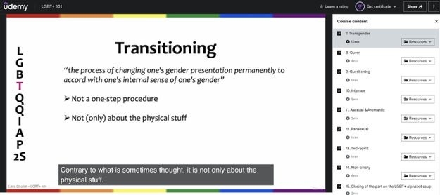 udemy course discussing the concept of transitioning