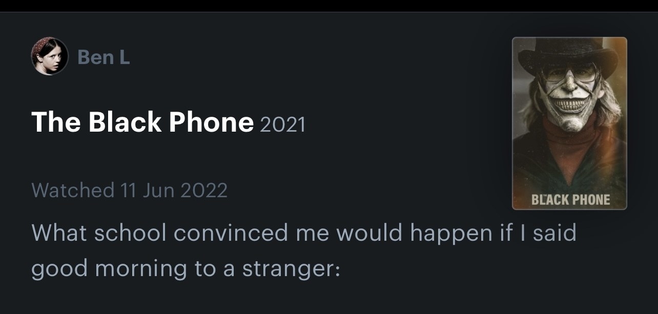 letterboxd comment on The Black Phone