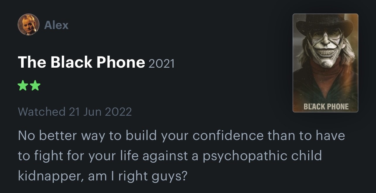 letterboxd comment on The Black Phone