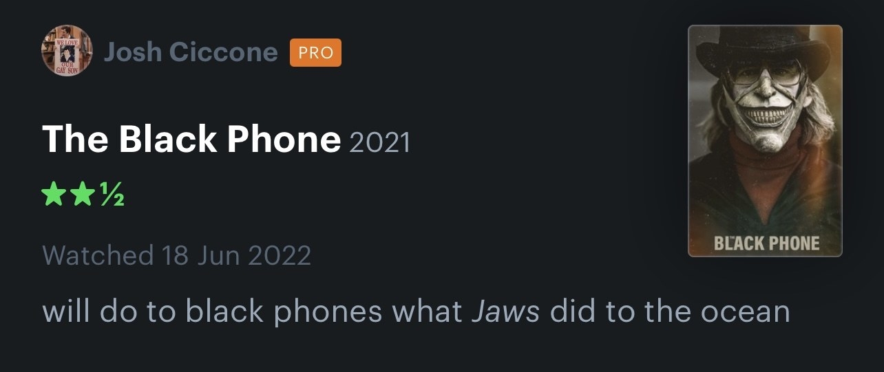 letterboxd comment on The Black Phone